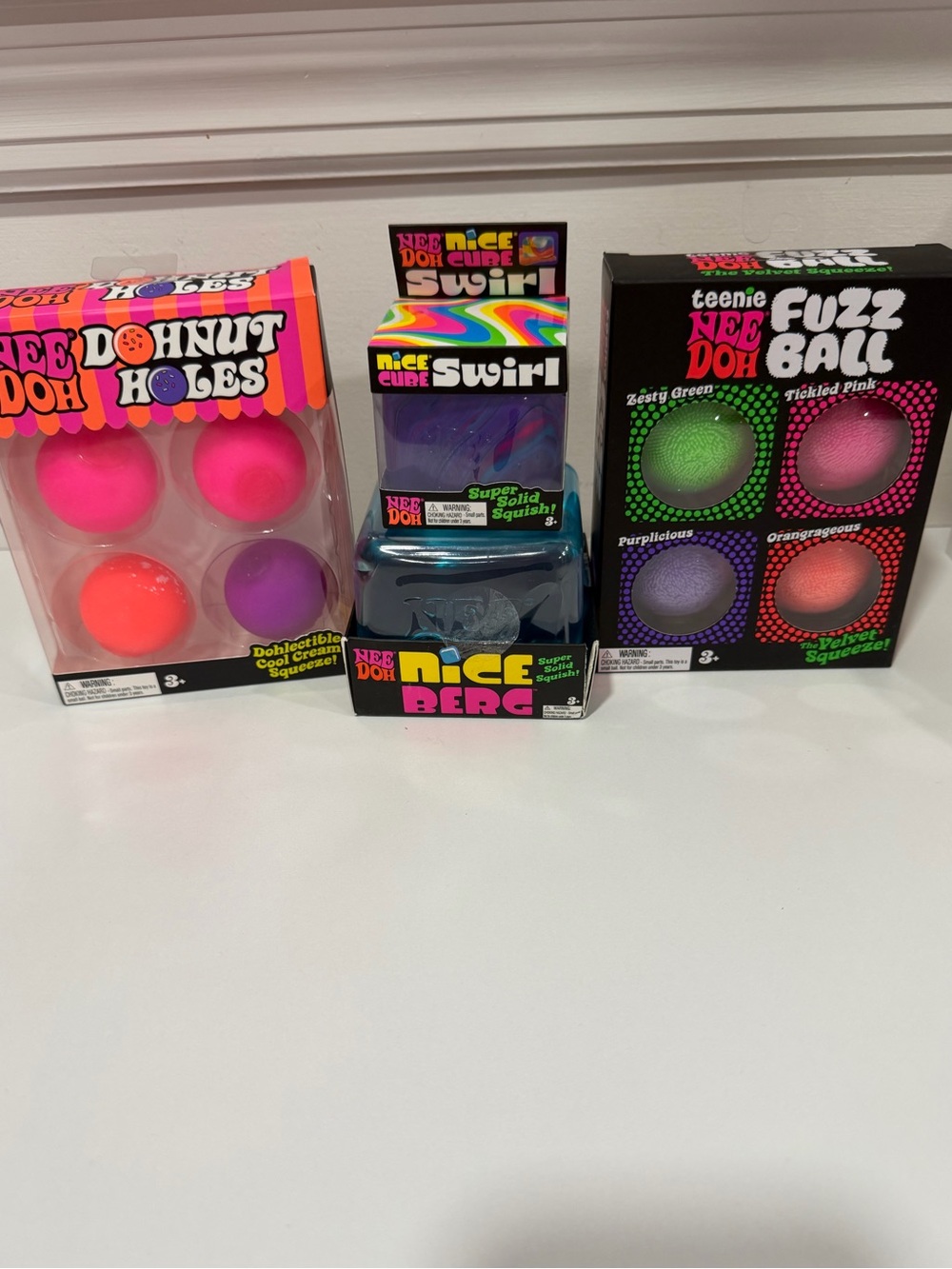 Nee Doh Bundle! Dohnut holes 4pack, Fuzzball 4pack,JUMBO NiceBerg, Needoh swirl